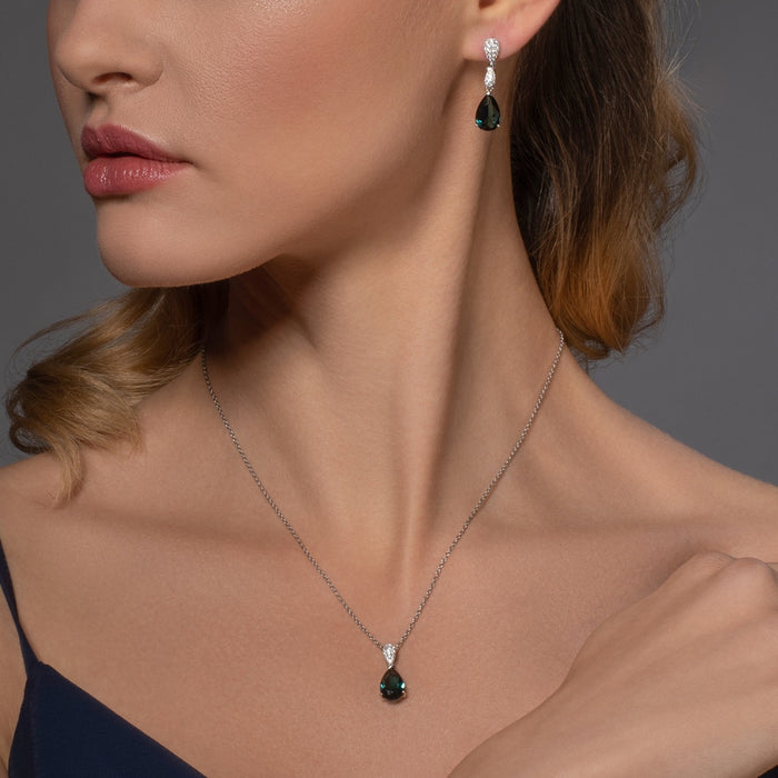 Sterling Silver Dark Blue Teardrop Earrings