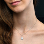 Pear drop 0.35ct diamond pendant necklace in 9K white gold 