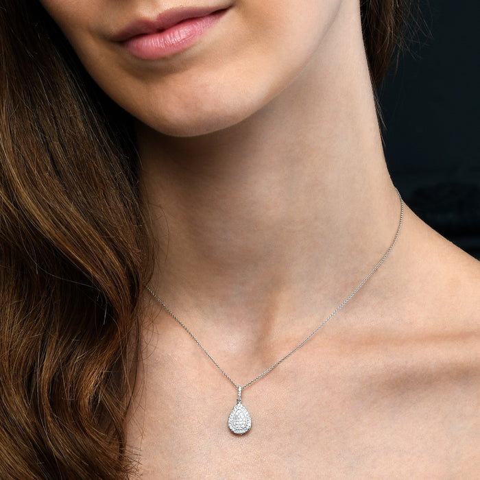 Pear Drop 0.35ct Diamond Pendant In 9K White Gold