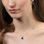 Sterling Silver Dark Blue Heart Pendant Necklace