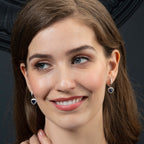 Sterling Silver Dark Blue Heart Drop Earrings