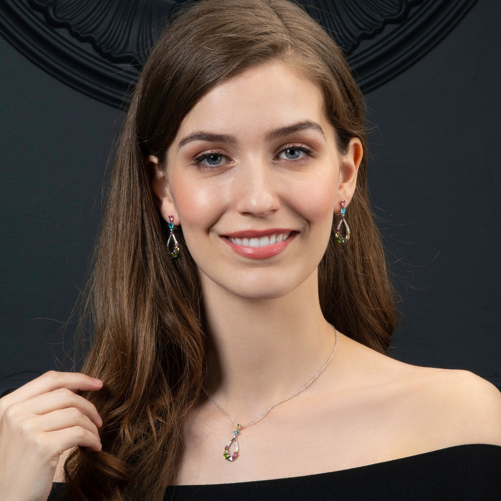 Sterling Silver Colourful Drop Earrings