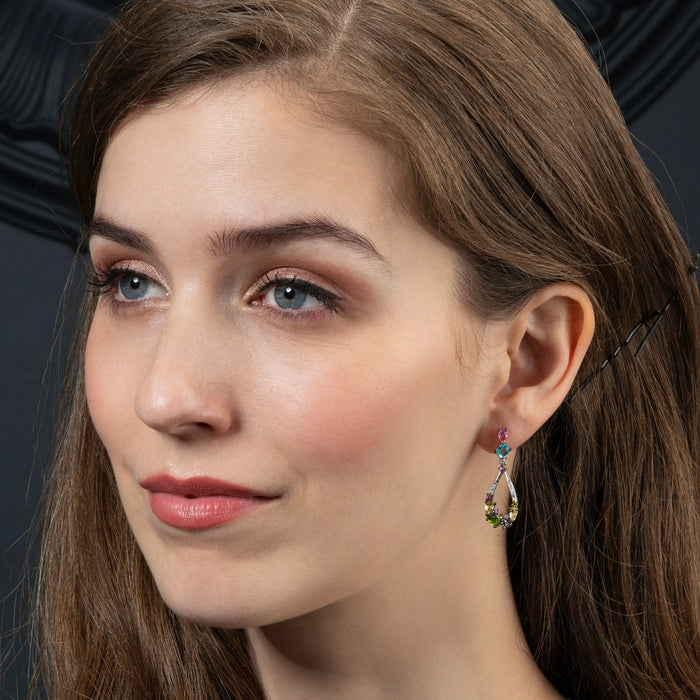 Sterling Silver Colourful Drop Earrings