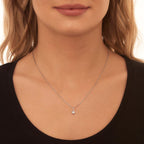 Solitaire 0.20ct bezel set round diamond pendant in 9K white gold
