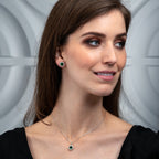 Sterling Silver Round Green Halo Stud Earrings