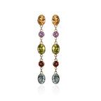 Long 9K gold earrings with semi-precious stones