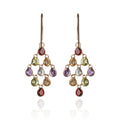 Long 9ct drop earrings with semi precious stones