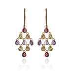 Long 9ct drop earrings with semi precious stones