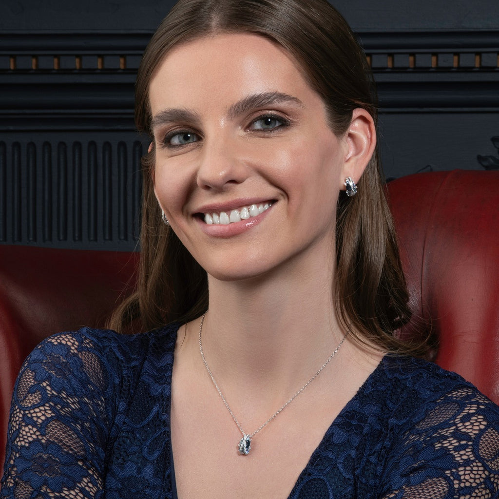 Sterling Silver Blue Pendant Necklace