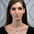 Sterling Silver Green Halo Pendant Necklace