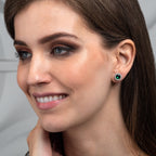 green stud earrings in 925 sterling silver