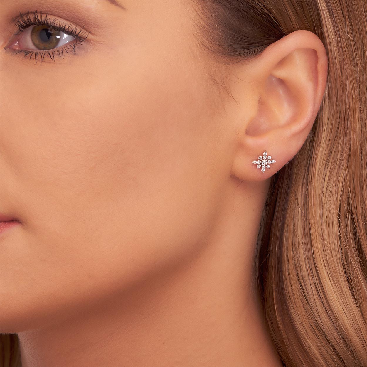 Fleur Diamond Cluster Earrings 0.33ct Studs 9K Yellow Gold