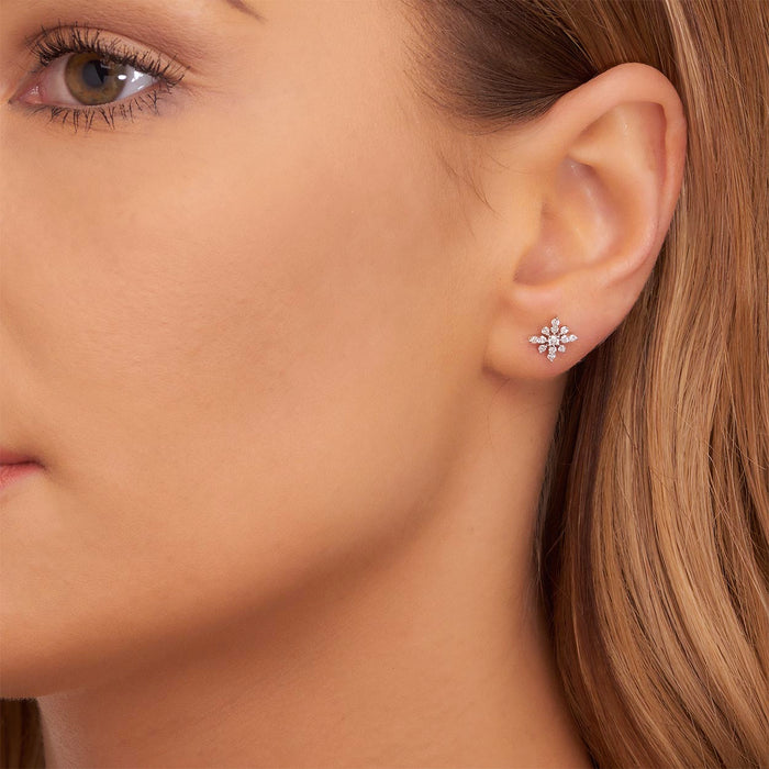 Fleur Diamond Cluster Earrings 0.33ct Studs 9K Yellow Gold