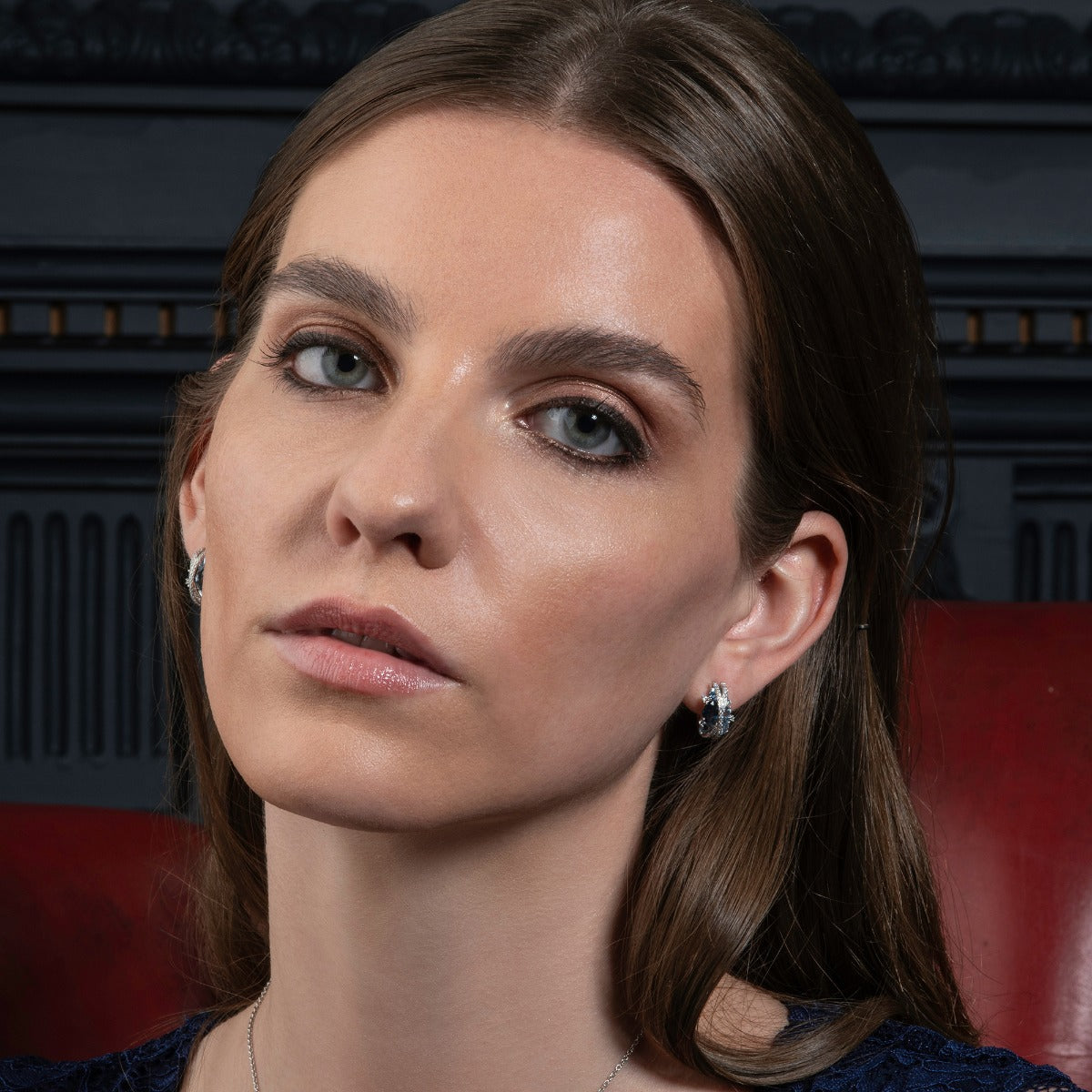 Sterling Silver Blue Hoop Earrings