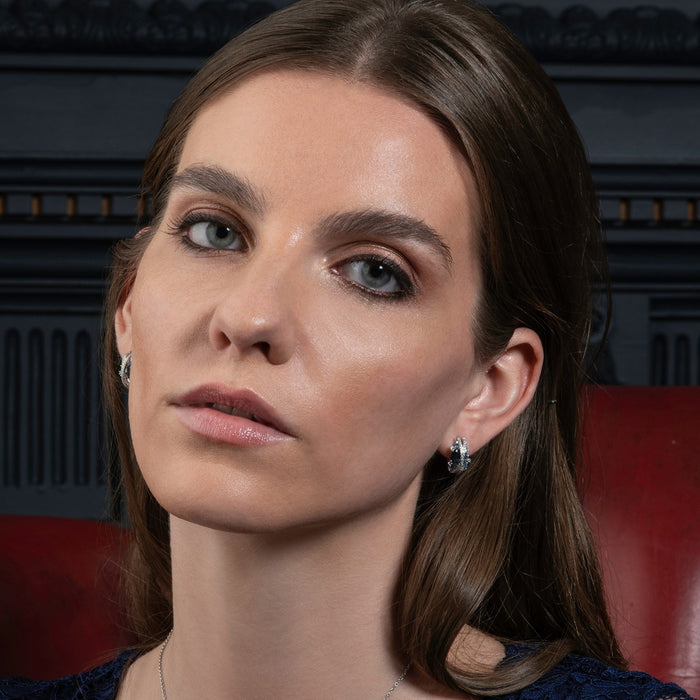 Sterling Silver Blue Hoop Earrings