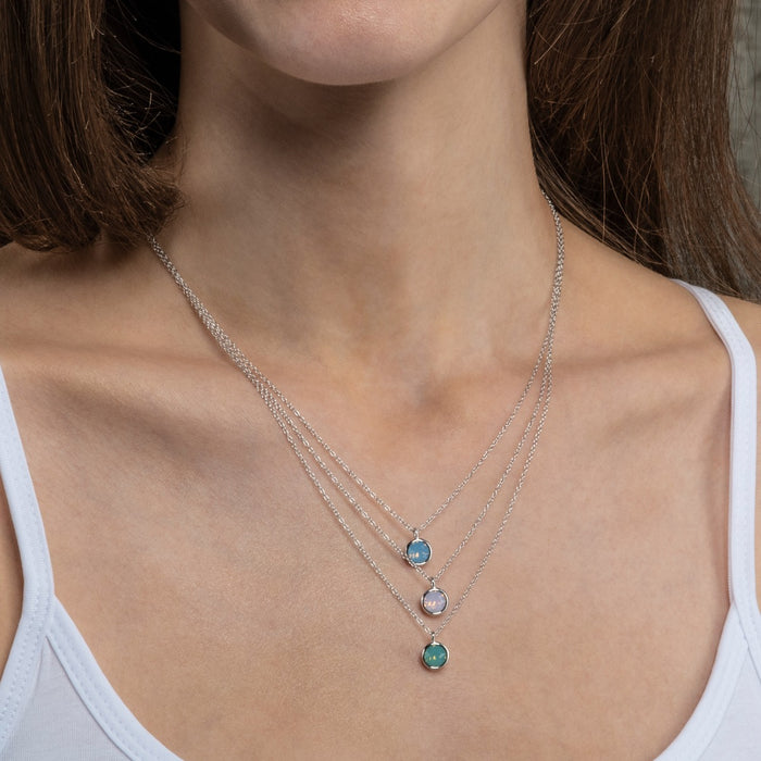 Pacific Opal Swarovski Pendant Necklace 925 Sterling Silver
