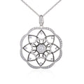 Sterling Silver Mandala Pendant Necklace with Cubic Zirconia