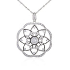 Sterling Silver Mandala Pendant Necklace with Cubic Zirconia