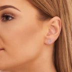 Diamond Heart Earrings 0.25ct Open Heart Studs 9K Yellow Gold