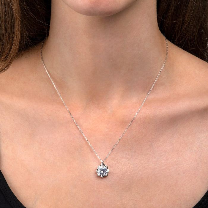 Sparkling Star 925 Sterling Silver Pendant Necklace with Cubic Zirconia
