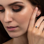 Sapphire Ring 0.42ct Blue Sapphire & 0.09ct Diamonds 9K Yellow Gold