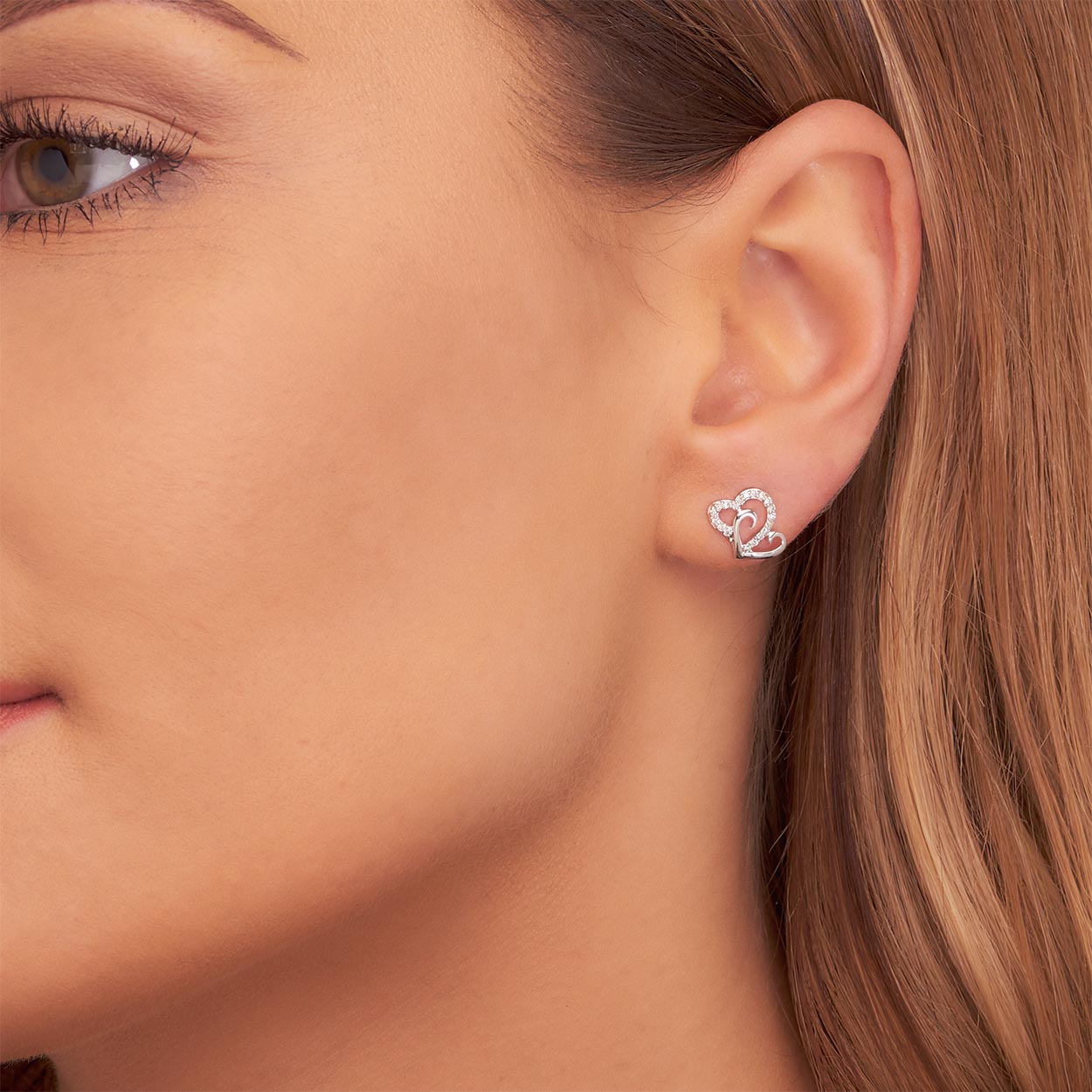Heart shape 0.15ct diamond studs in 18K white gold