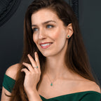 Emerald Pendant Necklace with 0.22ct Diamonds 18K White Gold