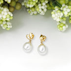Pearl Drop Earrings with Freshwater Drop Pearls in 9K Yellow Gold