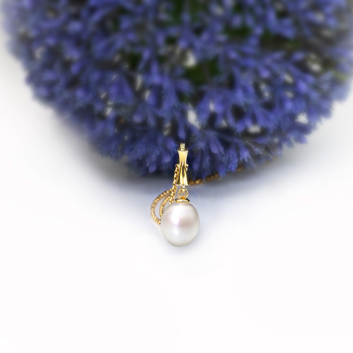 Pearl Drop Pendant Necklace with Freshwater Pearl 9K Yellow Gold