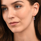 Oval Shaped Amethyst Drop Earrings in Sterling Silver