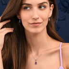 Oval Shaped Amethyst Drop Earrings in Sterling Silver