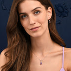 Oval Shaped Amethyst Pendant Necklace in Sterling Silver