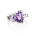 Sterling Silver Ring with a Trillion Cut Amethyst Gemstone 