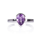 Pear Shaped Amethyst Ring in Sterling Silver