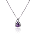 Teardrop Amethyst Pendant Necklace in Sterling Silver