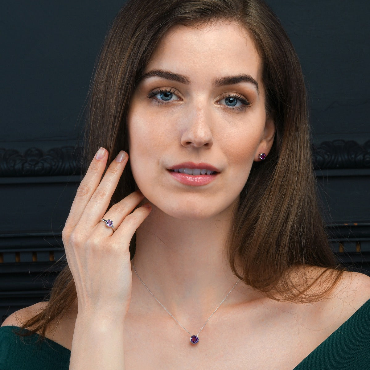 Bezel Set Amethyst Ring in Sterling Silver