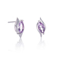 Marquise Shaped Amethyst Stud Earrings in Sterling Silver