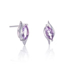 Marquise Shaped Amethyst Stud Earrings in Sterling Silver