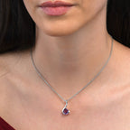 Amethyst Drop Pendant Necklace in Sterling Silver