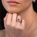 Sterling Silver Ring with a Pear-Shaped Amethyst Gemstone