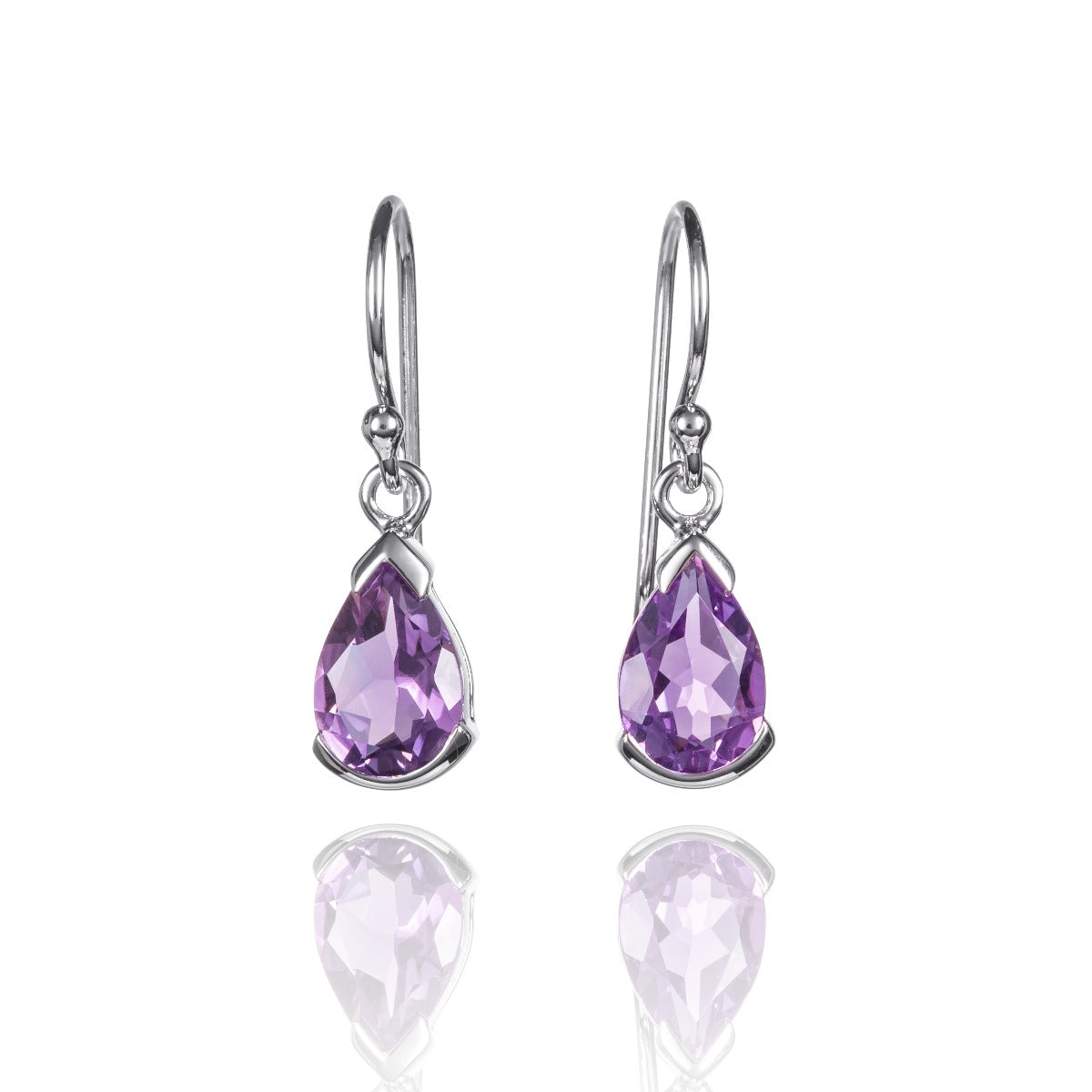 amethyst drop earrings in silver 925