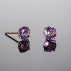 1.50ct Amethyst Solitaire Stud Earrings In 9K Yellow Gold