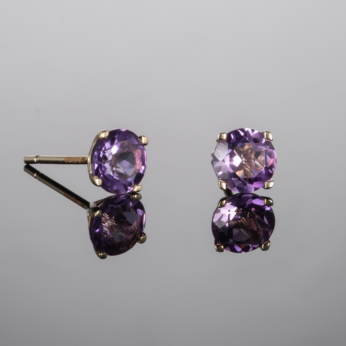 1.50ct Amethyst Solitaire Stud Earrings In 9K Yellow Gold