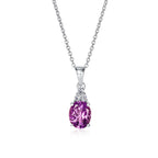 Oval Shaped Amethyst Pendant Necklace in Sterling Silver
