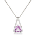 Trillion Cut Amethyst Pendant Necklace in Sterling Silver