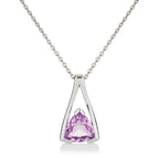 Trillion Cut Amethyst Pendant Necklace in Sterling Silver
