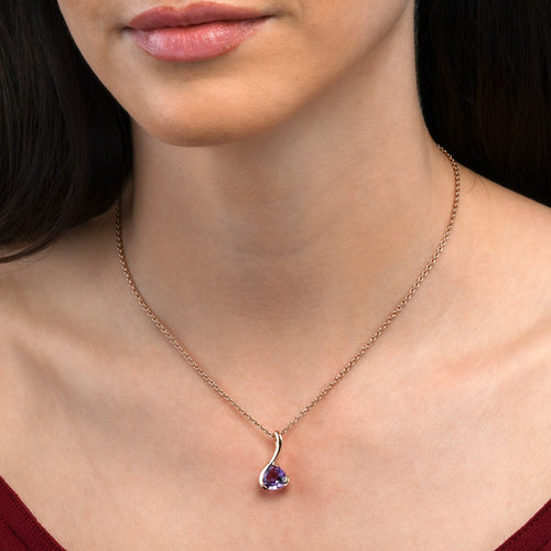 Rose Gold Pendant Necklace with Amethyst