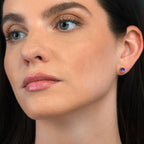 Bezel Set Amethyst Stud Earrings in Rose Gold Plated Sterling Silver