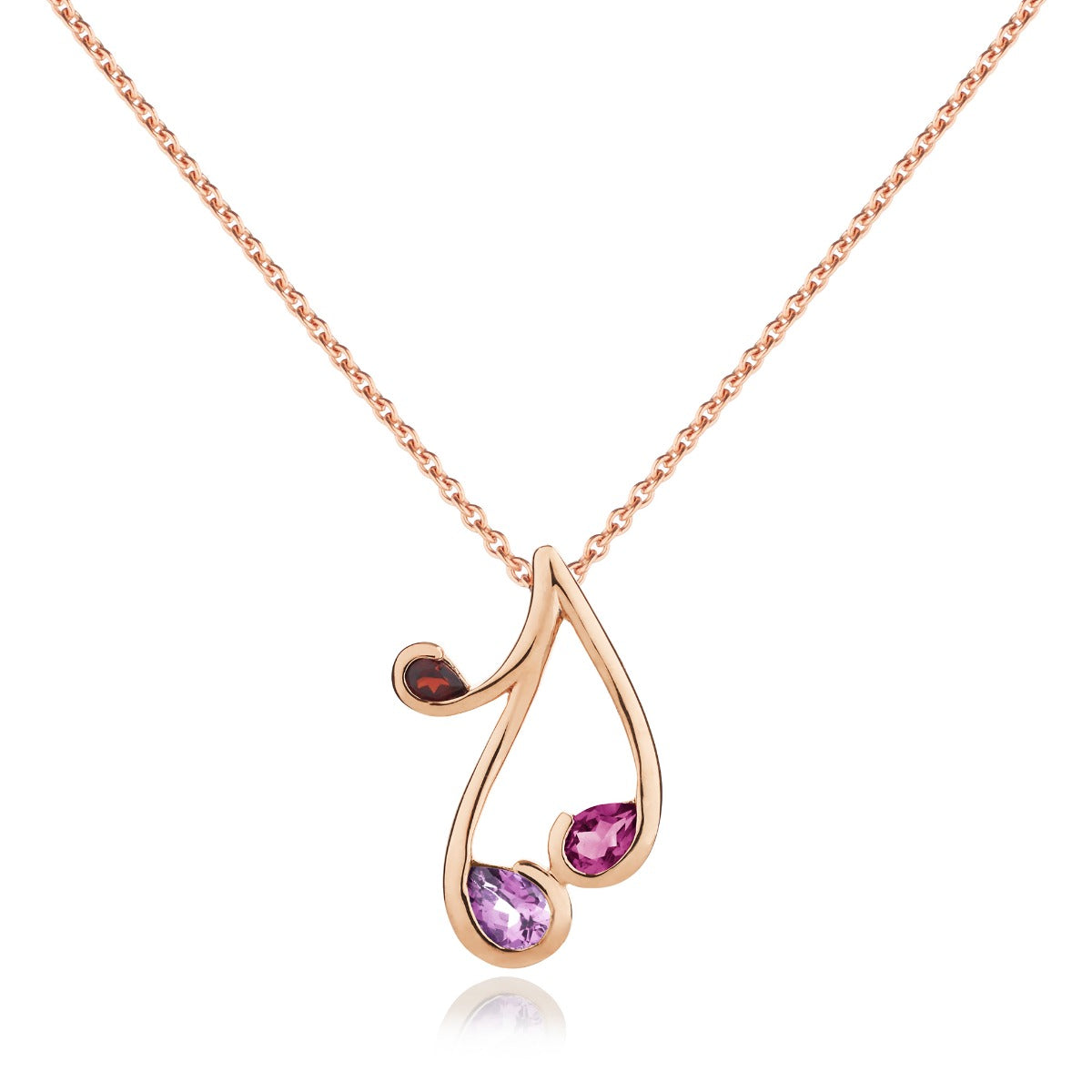 Rhodolite, Amethyst and Garnet Rose Gold Vermeil Necklace