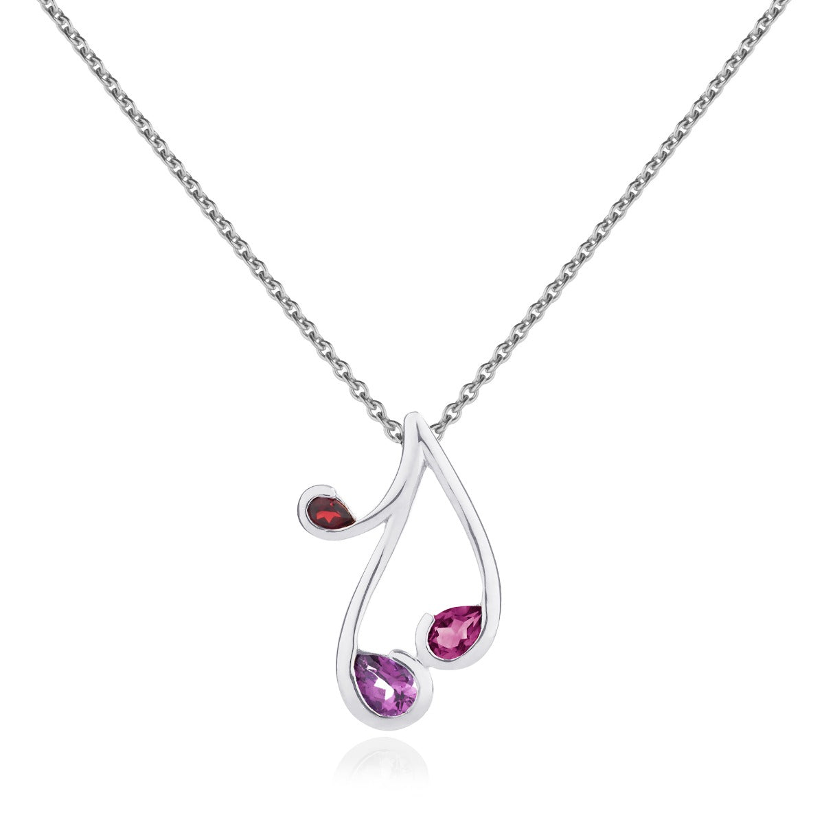Rhodolite, Amethyst and Garnet Necklace in Sterling Silver
